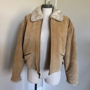 Vintage Wilson’s Leather Suede and Faux Fur bomber jacket Size S